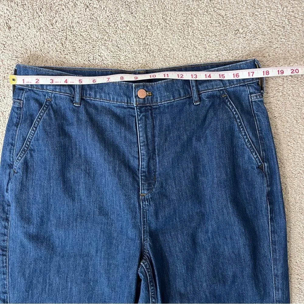 J Crew Classic Blue Women's Wide Leg Cotton Denim Trousers Jeans Size 32